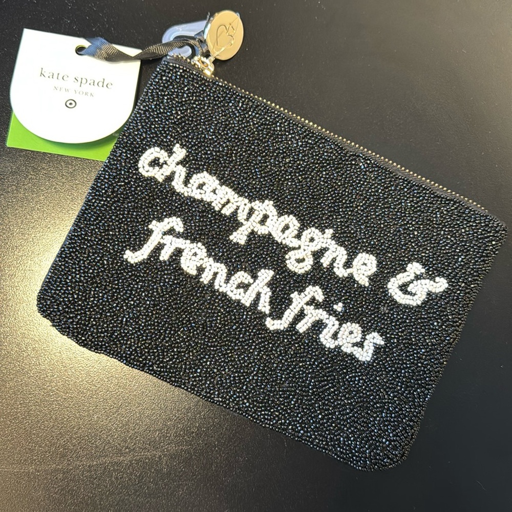Kate spade x target champagne & french fries beaded clutch